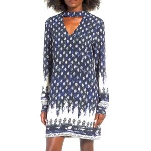 WAYF Choker Keyhole Printed Mini Dress